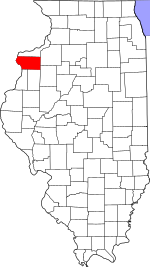 Map of Illinois highlighting Mercer County