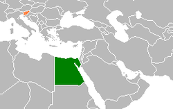 Map indicating locations of Slovenia and Egypt
