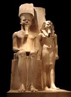 Statue of Horemheb with Amun