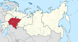موقع منطقة الڤولگا الاتحادية في روسيا.