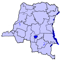 خريطة جمهورية الكونغو الديمقراطية موضحا عليها كاساي الشرقية