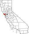 State map highlighting Marin County
