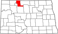 Map of North Dakota highlighting رينفيل