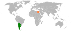 Map indicating locations of Argentina and Egypt