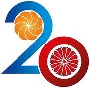 The Japanese national sign Chrysanthemum and the Armenian eternity sign in one logo made in colors of national flags, 2011