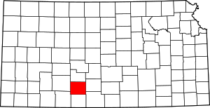 Map of Kansas highlighting كيوا