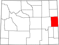 Map of Wyoming highlighting نيوبرارا