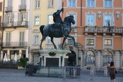 Francesco Mochi's 1615 equestrian statue of Ranuccio II Farnese, Duke of Parma, in the city’s main square, Piazza dei cavalli.