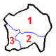 Map showing the three districts of Kigali