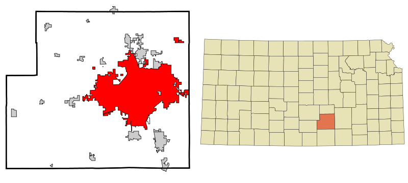 ملف:Sedgwick County Kansas Incorporated and Unincorporated areas Wichita Highlighted.svg