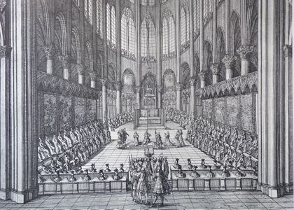 A Te Deum in the Choir of the Church in 1669, in reign of Louis XIV. The choir was redesigned make room for more lavish ceremonies