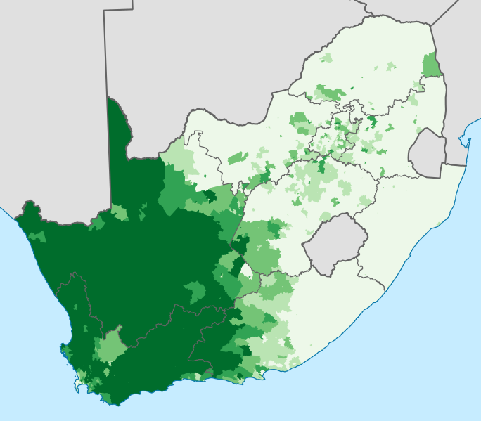 ملف:South Africa Afrikaans speakers proportion map.svg