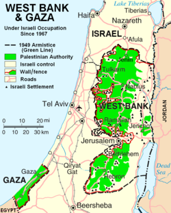 Mخريطة الضفة الغربية وthe قطاع غزة, 2007