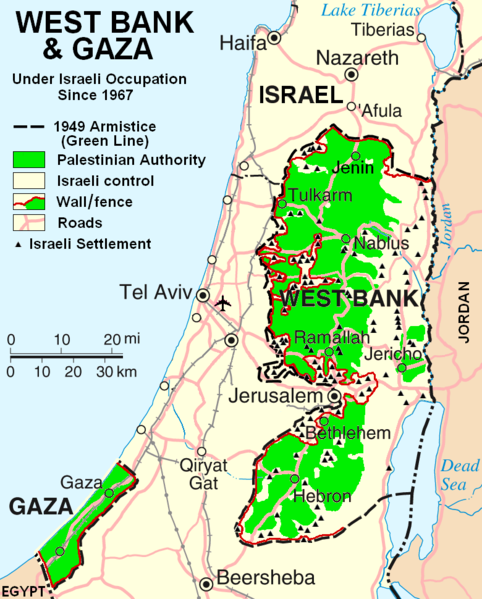 ملف:West Bank & Gaza Map 2007 (Settlements).png