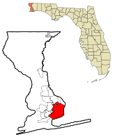الموقع في Escambia County and the state of Florida