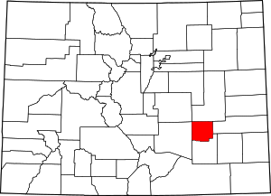 Map of Colorado highlighting Crowley County