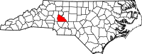 Map of North Carolina highlighting روان