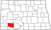 Map of North Dakota highlighting هيتينغر