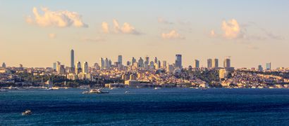 View of the European side of Istanbul from the Bosphorus.