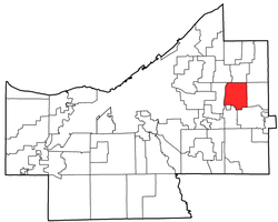 Location of Pepper Pike in Cuyahoga County