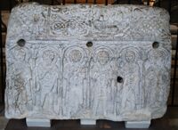 The Hedda Stone in Peterborough Cathedral, a rare example of 8th-century Anglo-Saxon stone carving not from a cross.