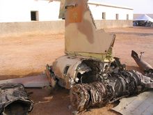 مقاتلة هجومية مغربية من طراز ميراج إف-1 أسقطتها قوات SPLA أثناء حرب الصحراء الغربية