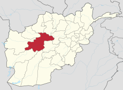 خريطة أفغانستان موضح عليها موقع ولاية غور.