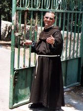 A monk of the Franciscan order. Plain brown wool symbolizes humility.