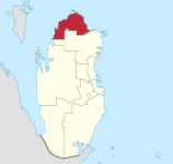 خريطة قطر موضح عليها موقع بلدية الشمال.