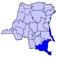 خريطة جمهورية الكونغو الديمقراطية موضحا عليها كاتنگا العليا