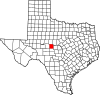 State map highlighting Concho County