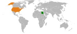 Map indicating locations of Egypt and United States
