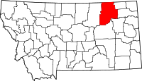 Map of Montana highlighting فالي