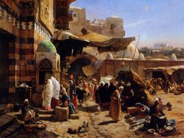 السوق في يافا، 1877.