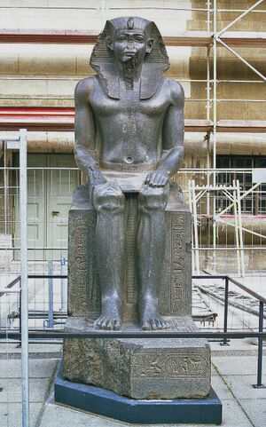 Sitting statue attributed to Amenemhat II later usurped by 19th Dynasty pharaohs Berlin, Pergamon Museum