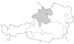 Map of Austria, position of لينز Linz highlighted