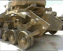 صورة حديثة لدبابة أسرائلية مدمرة في فترة الحصار من غنائم الحرب