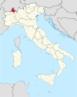 Map highlighting the location of the province of Verbano-Cusio-Ossola in Italy