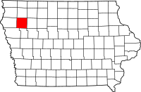 Map of Iowa highlighting تشيروكي
