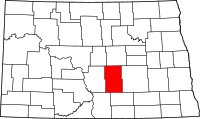 Map of North Dakota highlighting كيدر