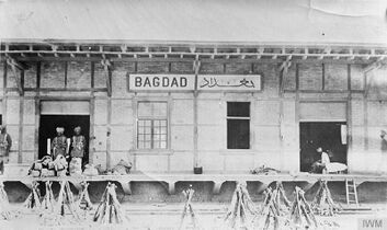 Indian troops guarding Baghdad railway station.