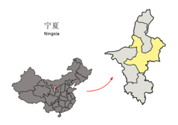 موقع نطاق مدينة ووژونگ في نينگ‌شيا