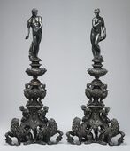 Andiron fronts with Venus and (?) Mars. Design by Girolamo Campagna, possibly made in 17th century. 44+1⁄2 inches (113 cm) high