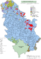 خريطة عرقية لصربيا، مبنية على بيانات المستوطنات