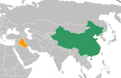Map indicating locations of China and Iraq