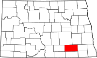 Map of North Dakota highlighting لامور
