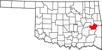 Map of Oklahoma highlighting هاسكيل