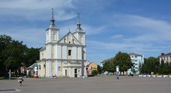 The town center with the Baroque church of St. Joachim and St. Anne