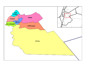 خريطة محافظة عمان موضح عليها موقع لواء ناعور.