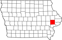 Map of Iowa highlighting سيدار